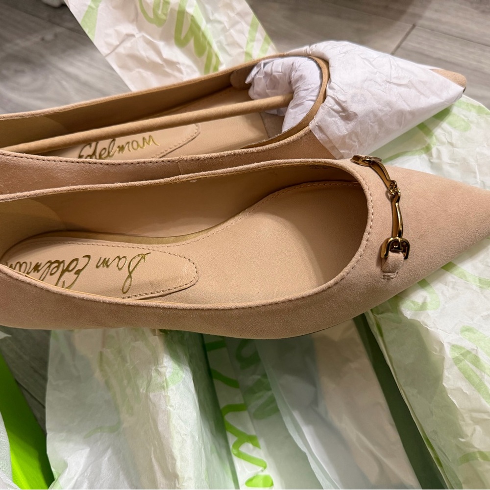 Sam Edelman Blush Pointed Toe Ballet Nori Flat with Gold Bit